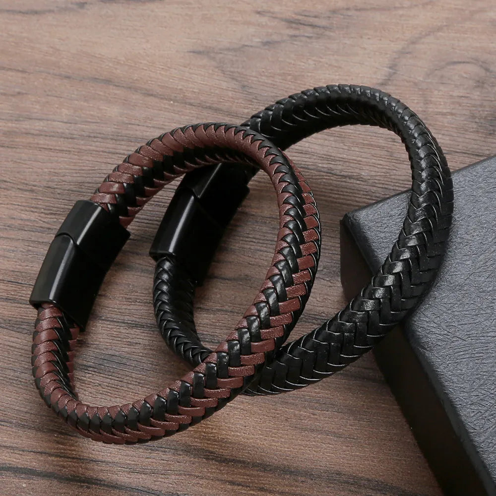 Pulseira Masculina de Couro Onyx