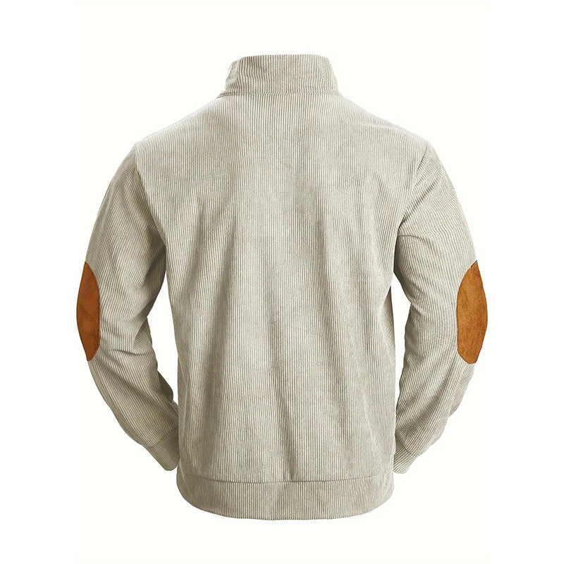 Suéter Masculino Bellini em fundo branco, destacando o modelo com manga longa e tecido misto de algodão e poliéster. Disponível nas cores bege, marrom e preto, ideal para o inverno 2025. Casaco masculino confortável, moderno e versátil, perfeito para dias frios. Moda masculina casual e elegante.
