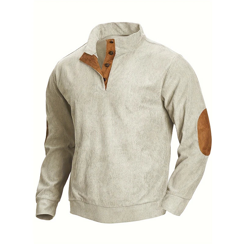 Suéter Masculino Bellini em fundo branco, destacando o modelo com manga longa e tecido misto de algodão e poliéster. Disponível nas cores bege, marrom e preto, ideal para o inverno 2025. Casaco masculino confortável, moderno e versátil, perfeito para dias frios. Moda masculina casual e elegante.