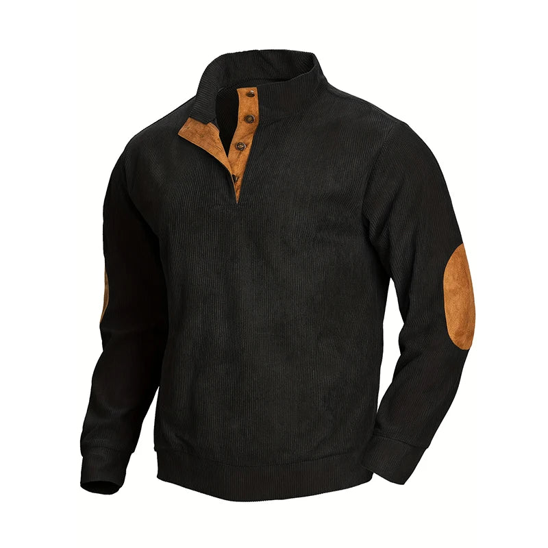 Suéter Masculino Bellini em fundo branco, destacando o modelo com manga longa e tecido misto de algodão e poliéster. Disponível nas cores bege, marrom e preto, ideal para o inverno 2025. Casaco masculino confortável, moderno e versátil, perfeito para dias frios. Moda masculina casual e elegante.