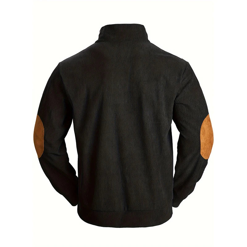 Suéter Masculino Bellini em fundo branco, destacando o modelo com manga longa e tecido misto de algodão e poliéster. Disponível nas cores bege, marrom e preto, ideal para o inverno 2025. Casaco masculino confortável, moderno e versátil, perfeito para dias frios. Moda masculina casual e elegante.