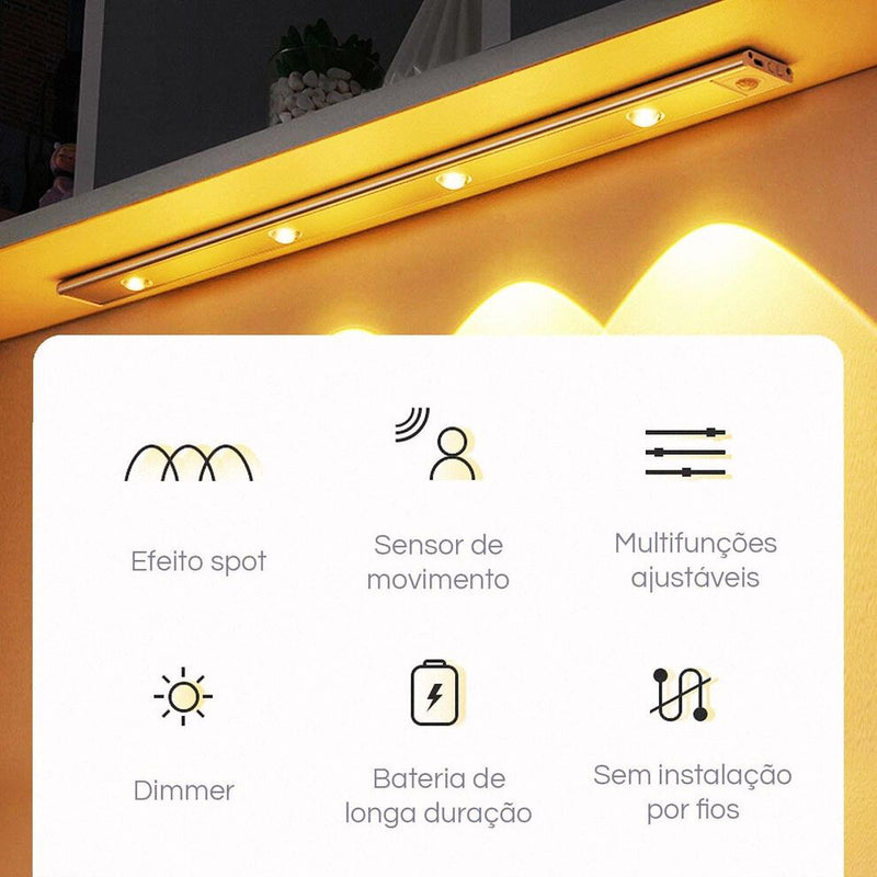 Luminária LED Recarregável com Sensor de Movimento